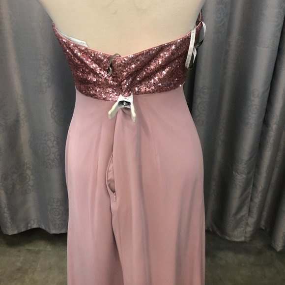 New Dusty Rose Gold Blush Sequin Dress, Aline Bridesmaid Formal Sparkle G&G - Picture 11 of 13